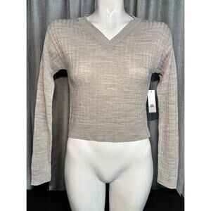 BP Reagan Rib Crop Sweater Heather Gray Size Small NWT